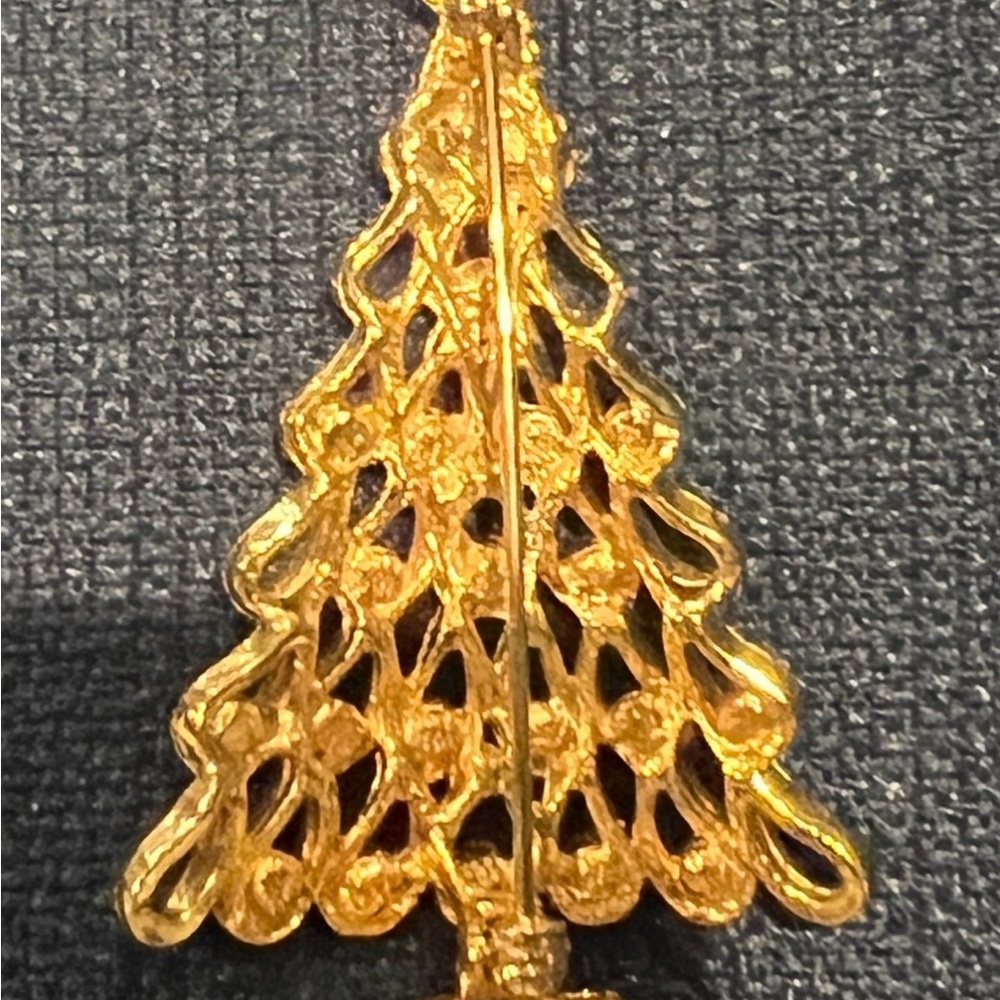 Vintage Christmas brooch goldtone with crystals - Picture 4 of 5